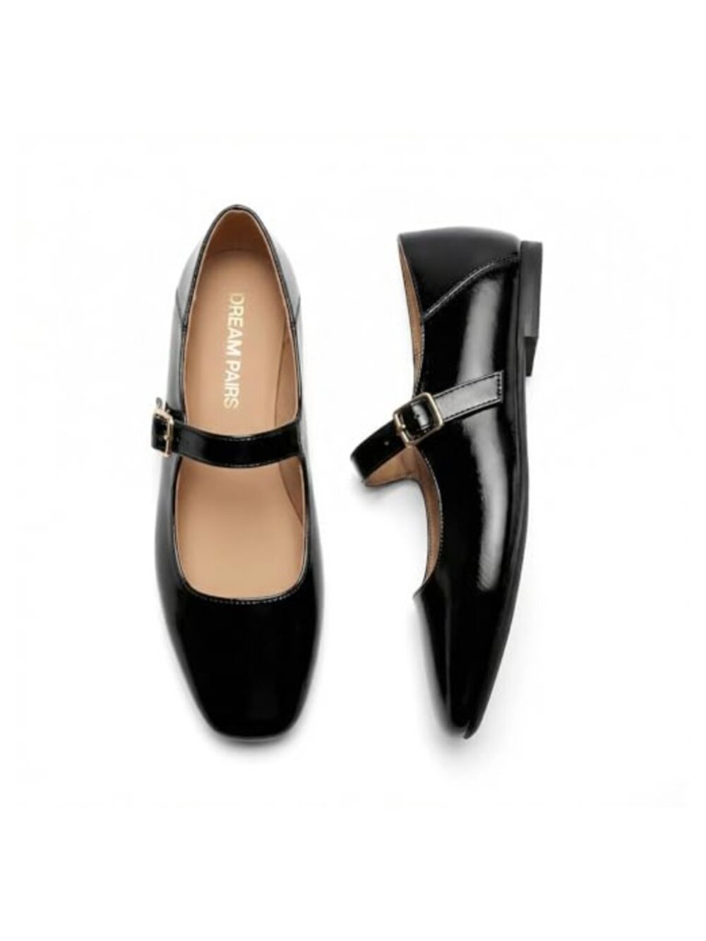 Women's Mary Jane Ballet Flats Faux Leather Square Toe Buckle Work Casual